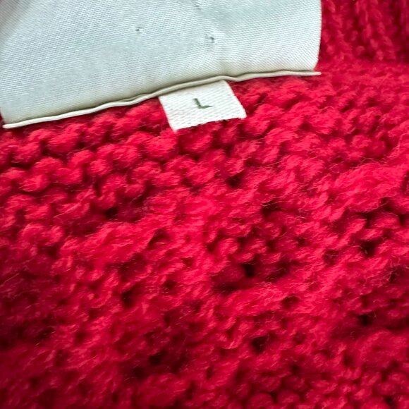 Kilronan Fisherman Cardigan Sweater Large Red Merino Wool Cable Knit CJ-2190 - Picture 6 of 7